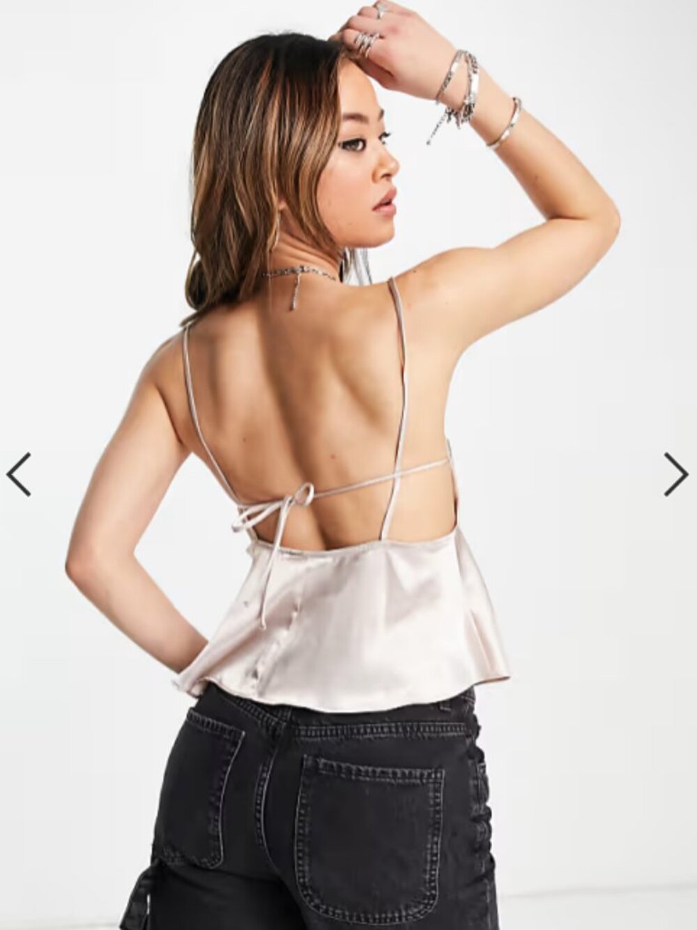Topshop Size 2 "Oyster" Back Detail Satin Cami, NEW with Tag